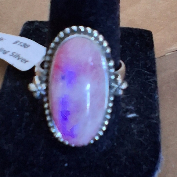 PINK MOONSTONE RING 925 STERLING SILVER SIZE 8 - Picture 4 of 10